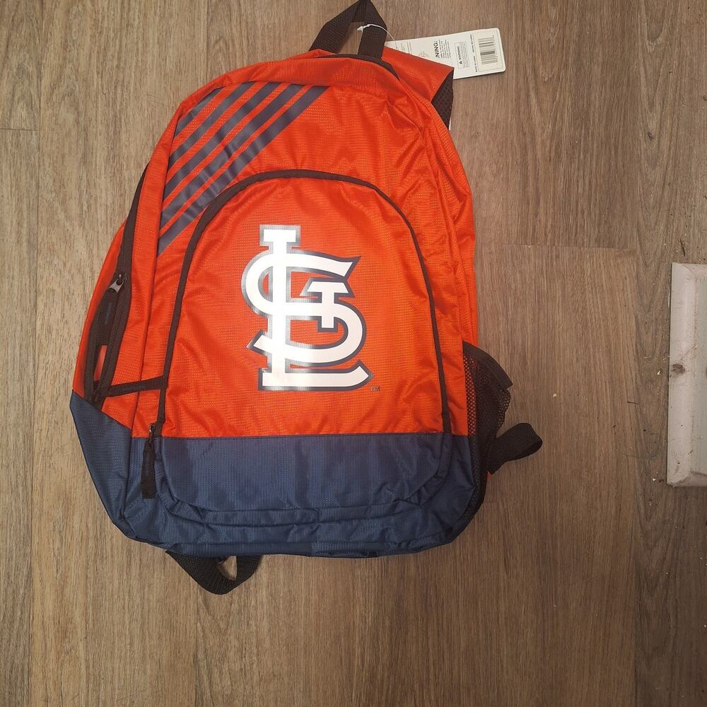 MLB Cardinals Backpack Border Striped Baseball Red Zipper School